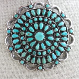 Valentino & Matilda Banteah Zuni Turquoise and Sterling Silver Cluster Pin / Pendant