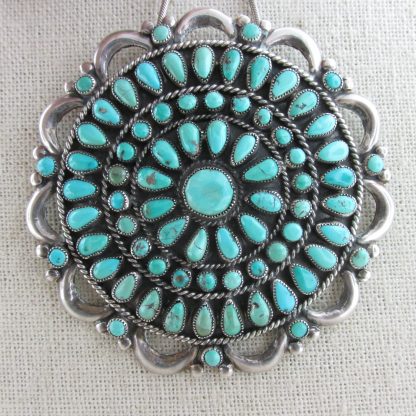 Valentino & Matilda Banteah Zuni Turquoise and Sterling Silver Cluster Pin / Pendant