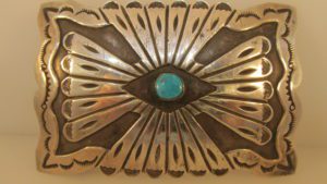 William Douglas Navajo Sterling Silver and Turquoise Belt Buckle