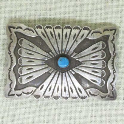 W. Douglas Navajo Sterling Silver and Turquoise Belt Buckle