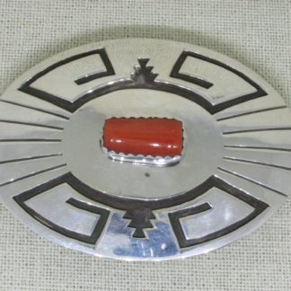 Sensa Eutace Zuni Sterling Silver and Coral Belt Buckle