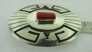 Sensa Eutace Zuni Coral and Sterling Silver Belt Buckle