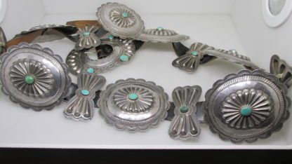 Navajo Sterling Silver and Turquoise Concho Belt
