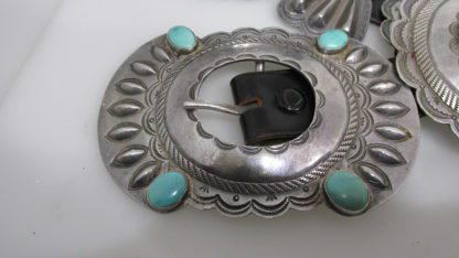 Navajo Sterling and Turquoise Concho Belt Buckle