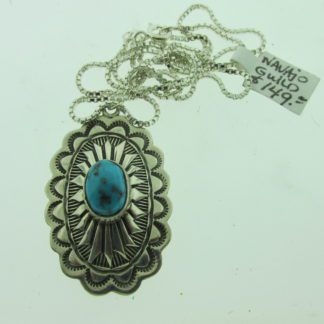 Navajo Guild Sterling Silver and Turquoise Pendant
