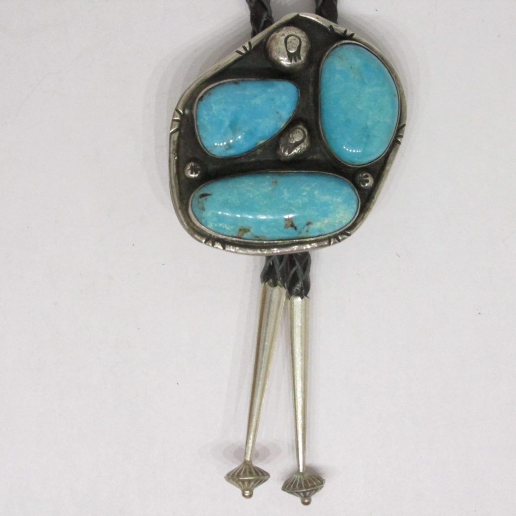 Details about   Vintage Native American Sterling Silver & Large Turquoise Bolo Tie Clip Signed S 