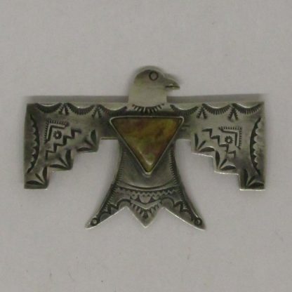 Dean Sandoval Sterling Silver and Turquoise Thunderbird Pin