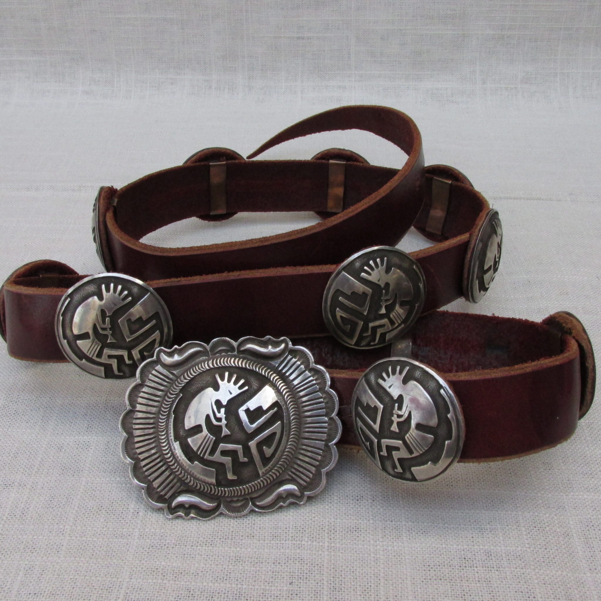 Eugene Charley Navajo Sterling Silver Kokopelli Concho Belt