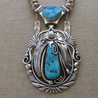 David K. Lister Sterling Silver and Sleeping Beauty Turquoise Necklace