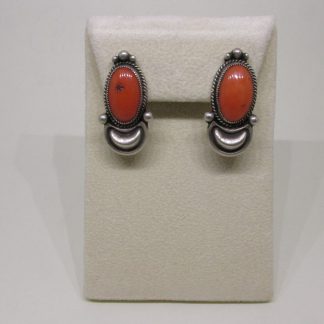 Wilson Jim Navajo Sterling Silver and Coral Earrings