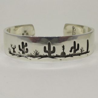 Rick Manuel Tohono O'odham Sterling Silver Desert Landscape Bracelet