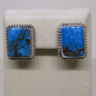 Navajo Turquoise and Sterling Earrings signed P.M.