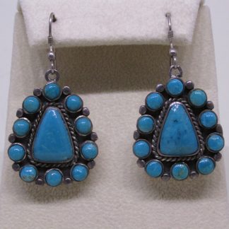 Navajo Turquoise and Sterling Silver Cluster Earrings