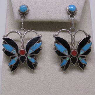 Rosita Wallace Zuni Inlay Butterfly Earrings