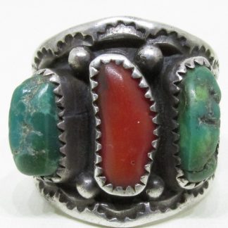 ABJ signed Navajo Natural Turquoise Ring