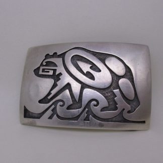 Hopi Philibert Dennis Bear Sterling Silver Overlay Belt Buckle