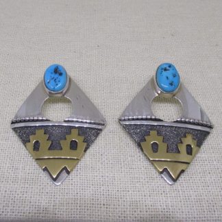 Thomas Singer Navajo Sterling Silver and Turquoise Earrings