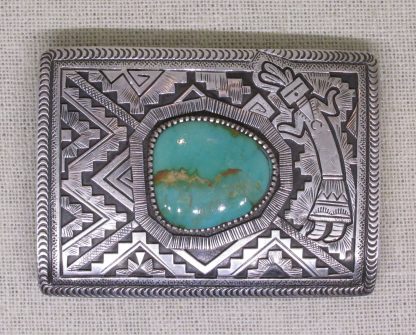 Peter Nelson Sterling Silver and Turquoise Belt Buckle
