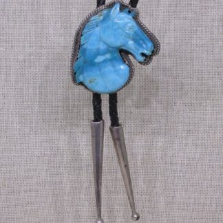 Turquoise and Sterling Silver Horse Head Bolo Tie