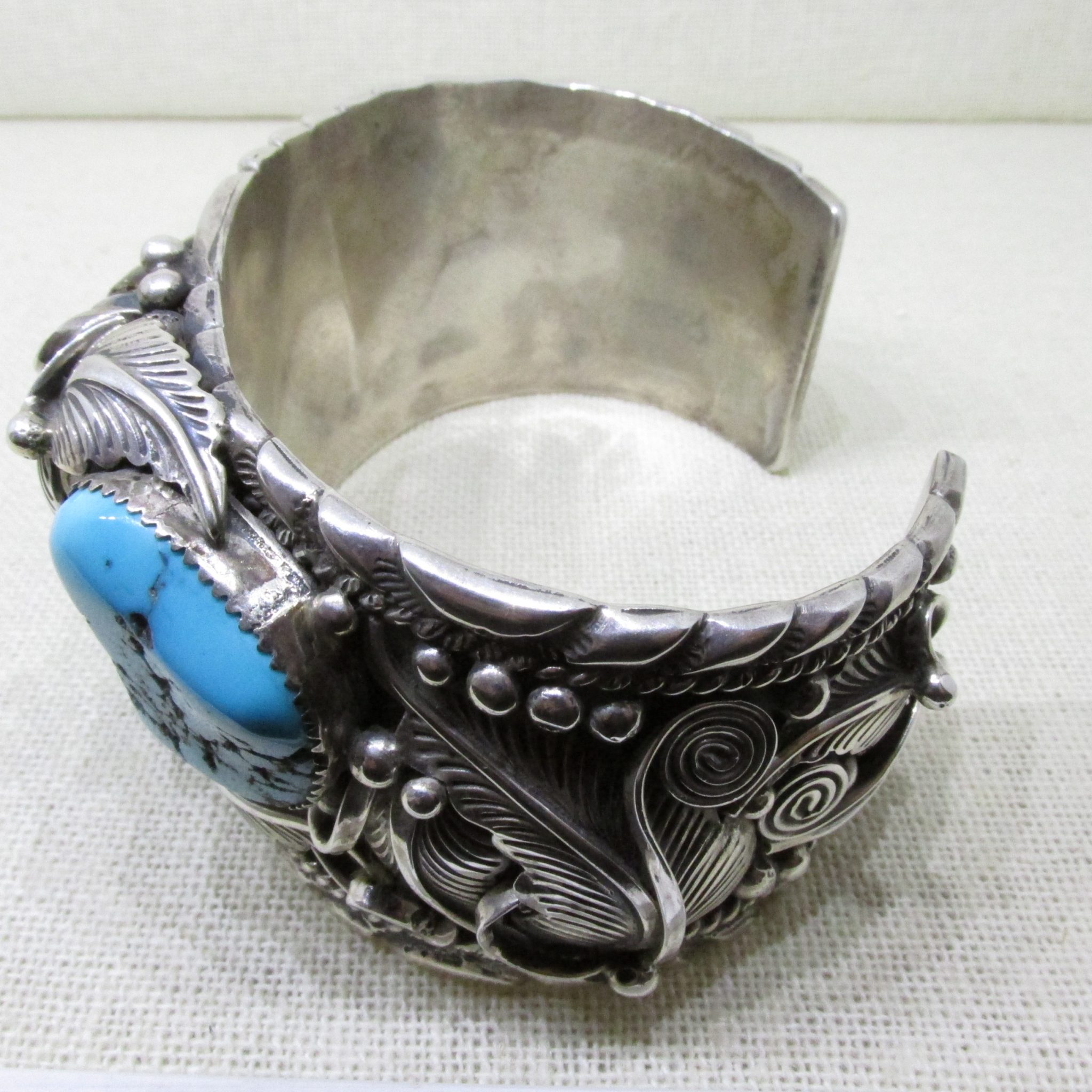 SOLD - E. ETSITTY Navajo (Dine') Sterling Silver, Coral, and Claw Turquoise  Bracelet