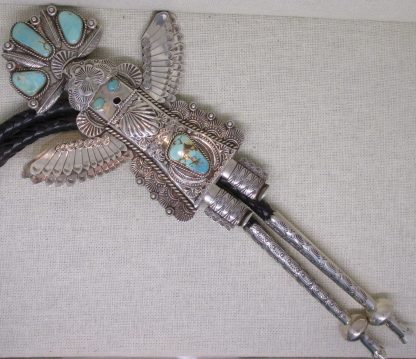 Garrett Hale Navajo Sterling Silver and Turquiose Katchina Bolo Tie