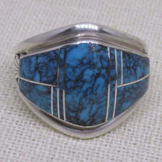 Kenneth Bitsie Navajo Blue Wind Turquoise and Sterling Silver Ring