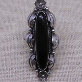 Harry Pino Navajo Black Onyx and Sterling Silver Ring