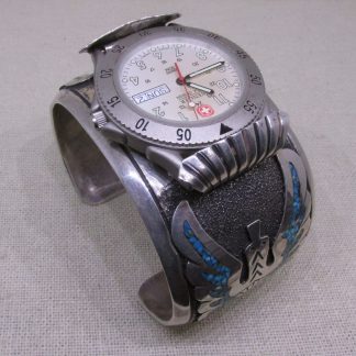 Tommy Singer Chip Inlay Peyote Bird Sterling Silver Watch Cuff