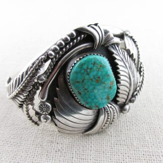 Larry Bill Tom Navajo sterling silver and spiderweb turquoise bracelet