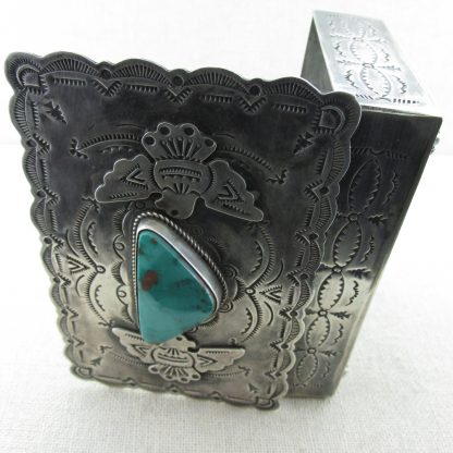 Dean Sandoval Navajo Sterling Silver Box with Turquoise