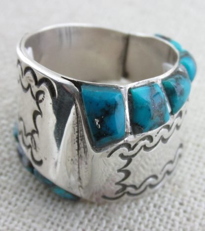 Wayne Silvers Navajo Freeform Turquoise and Sterling Silver Ring