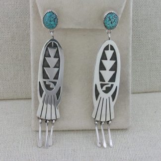Tim Yazzie Navajo / San Felipe Sterling Silver Overlay Earrings
