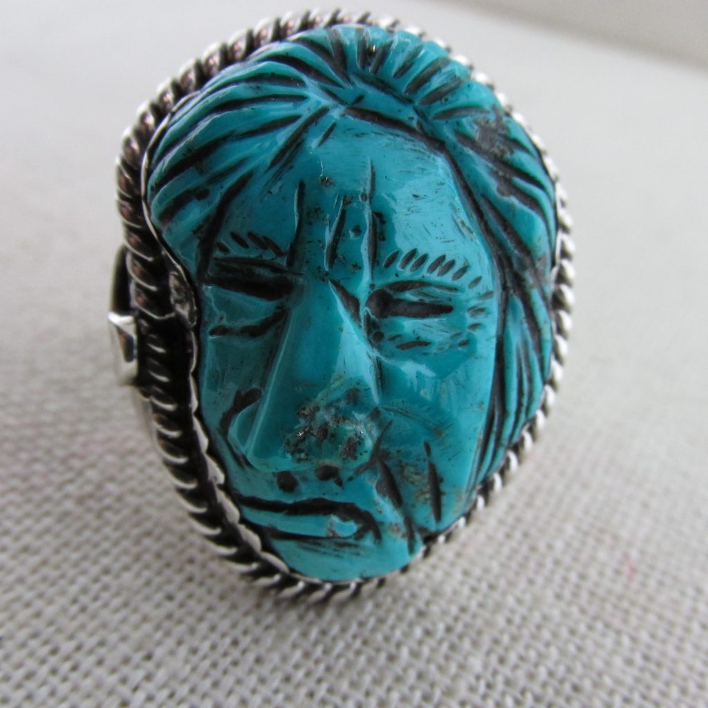 😢 SOLD – FRANCISCO GOMEZ Spanish Carved Turquoise of Native American 