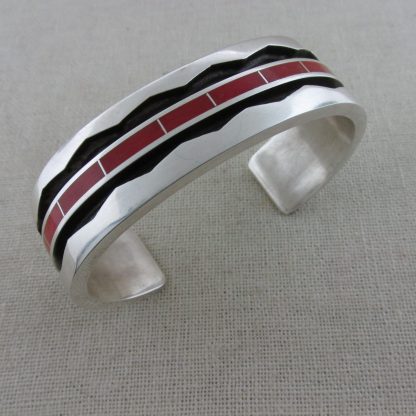 Larry Loretto Zuni Sterling Silver and Coral Bracelet