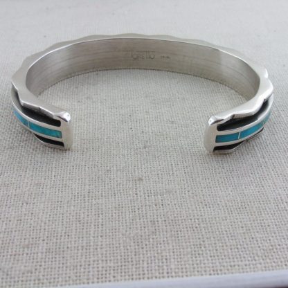 Reverse view of Larry Loretto Zuni Sterling Silver and Turquoise Bracelet