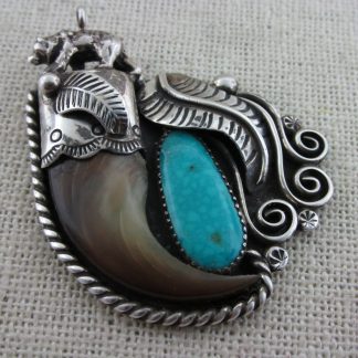 Teddy Goodluck Navajo Turquoise and Claw Sterling Pendant