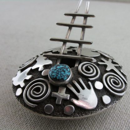 Alex Sanchez Navajo Sterling Silver and High Grade Kingman Turquoise Seed Pot