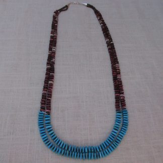Louise Shabi-Ashkie Navajo Purple Spiny Oyster and Kingman Turquoise Necklace