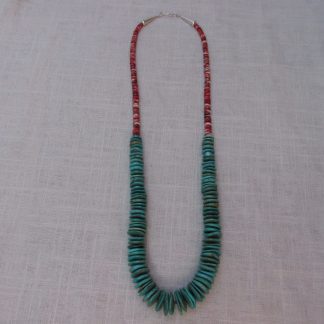 Louise Shabi-Ashkie Navajo Spiny Oyster and Kingman Disc Turquoise Necklace