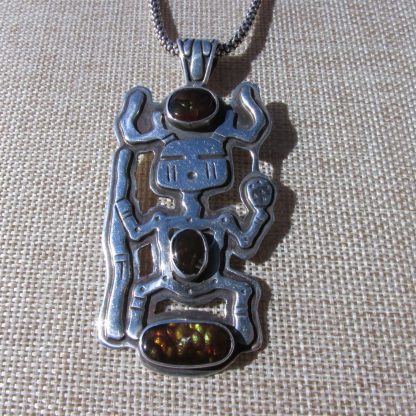 Ernie Northrup Jr. Hopi Sterling Silver and Fire Agate Pendant and Chain