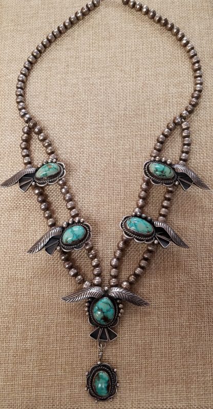 J. Nezzie Navajo Sterling Silver and Turquoise Necklace