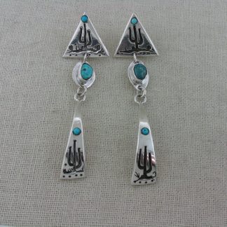 James Fendenheim Tohono O'odham Sterling Silver and Turquoise Desert Earrings