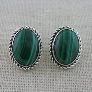 KATHLEEN CHAVEZ Navajo Malachite and Sterling Silver Earrings