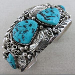 Allen Chee Navajo Sterling Silver and Sleeping Beauty Turquoise Cuff