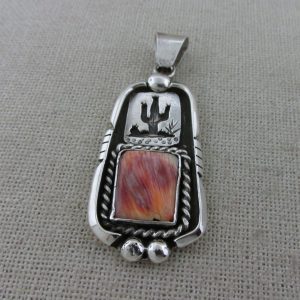 Quinton Antone Tohono O'odham Sterling Silver and Spiny Oyster Pendant