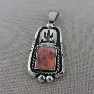 Quinton Antone Tohono O'odham Sterling Silver and Spiny Oyster Pendant