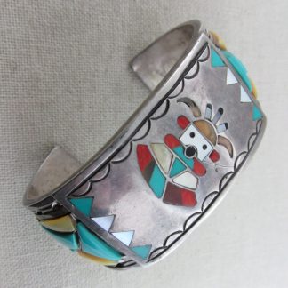 Harry Spencer Navajo Inlay Sterling Silver Cuff