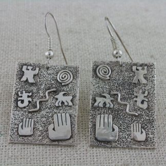 SCOTT SKEETS Navajo Petroglyph Sterling Silver Earrings