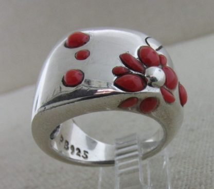 Peyote Bird Designs Santa Fe Coral Flower Ring