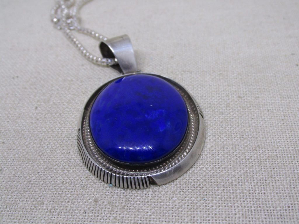Maria Platero Navajo Lapis and Sterling Silver Pendant
